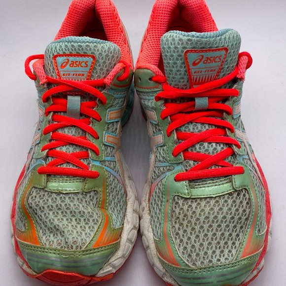 Asics Gel-Flux Womens 8.5 Sneakers Shoes Running Mint Green Coral - Picture 4 of 8